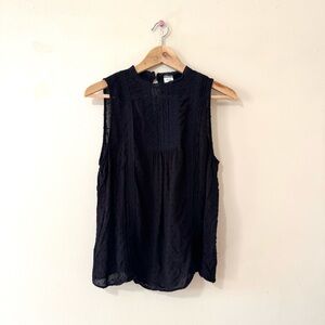 Gap Sleeveless Blouse Black Knotted Dot Lace Top Shirt Size Small